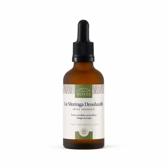 Huile de Moringa Drouhardii BIO - Apaisante adaptée aux peaux sensibles et tiraillées, grâce à son action apaisante.