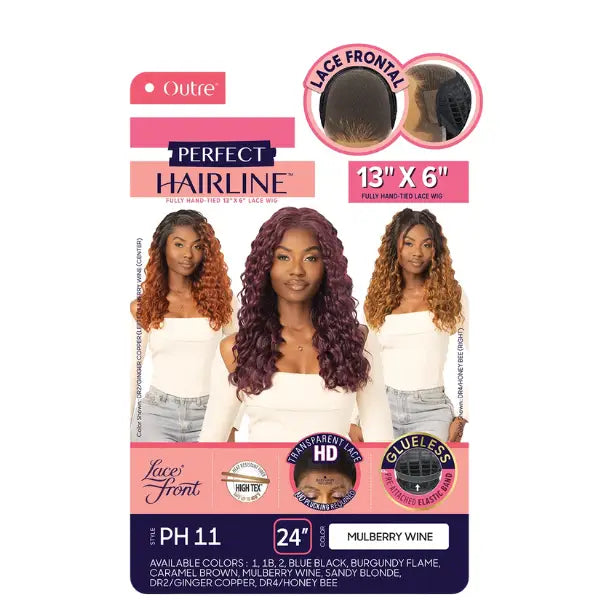 Lace front wig en 13x6 ondulée wavy et synthétique en 24 pouces