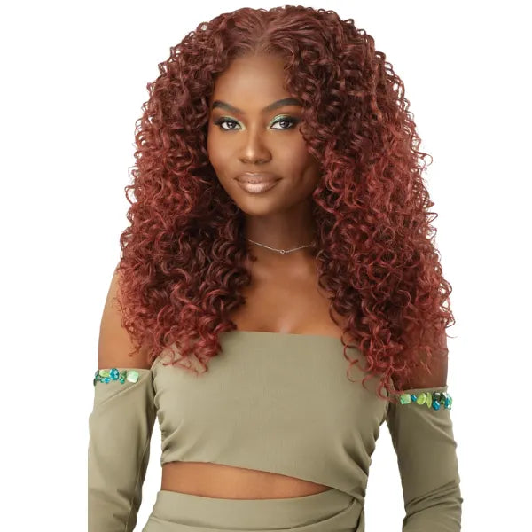 Perruque, pre-cut, 22'', roux, hd Lace, sans colle, Dominican curly, mi-longue