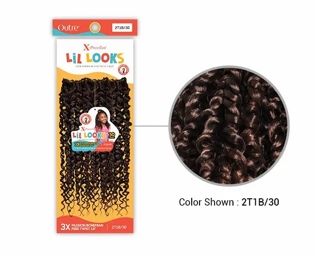 Rajouts courts pour nattes et tresses mèches X-Pression Passion bohemian feed twist 10 Pouces - Lil Looks 3X Outré