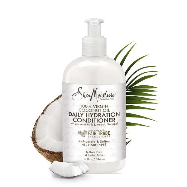 soin après-shampoing 100% Virgin Coconut Oil Daily Hydration Conditioner de Shea Moisture. 