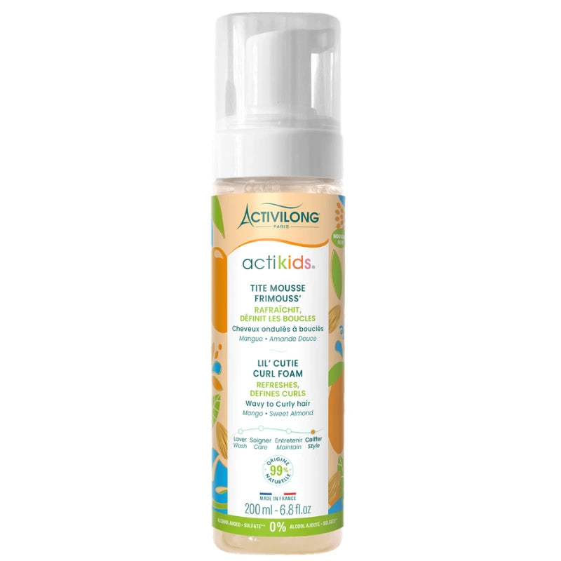 Mousse coiffante Enfant Cheveux bouclés Activilong Actikids 200 mL 99% d'ingrédients d'origine naturelle