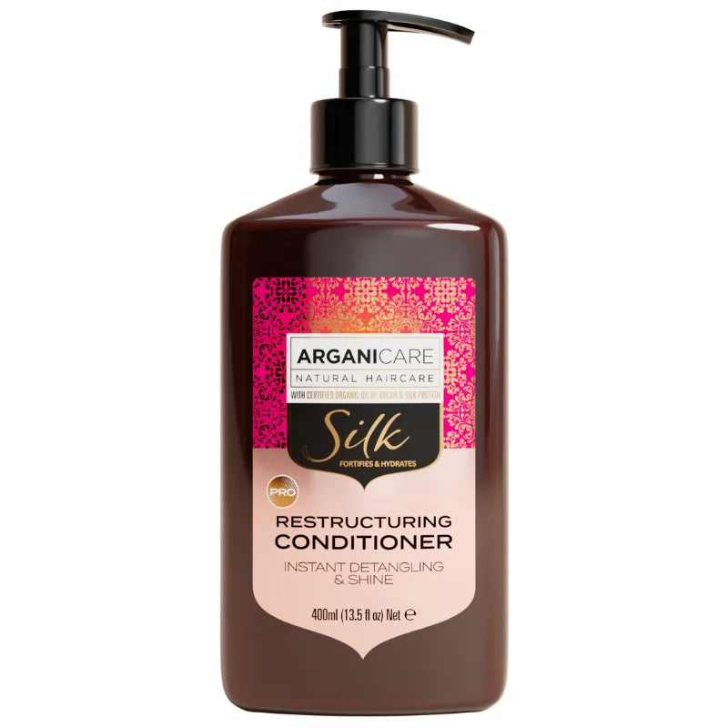 Arganicare Après-shampoing à la protéine de soie Fortifie Démêle et limite les frisottis sur cheveux bouclés, frisés, crépus