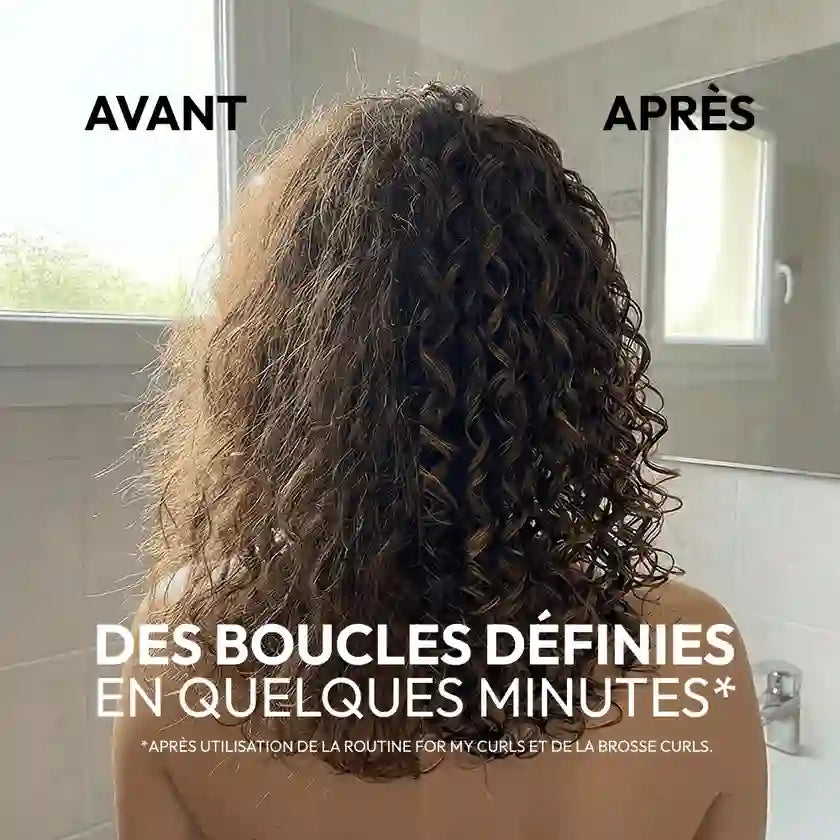 Avant / Après utilisation Brosse coiffante pour définition rapide de boucles brillantes et impeccables