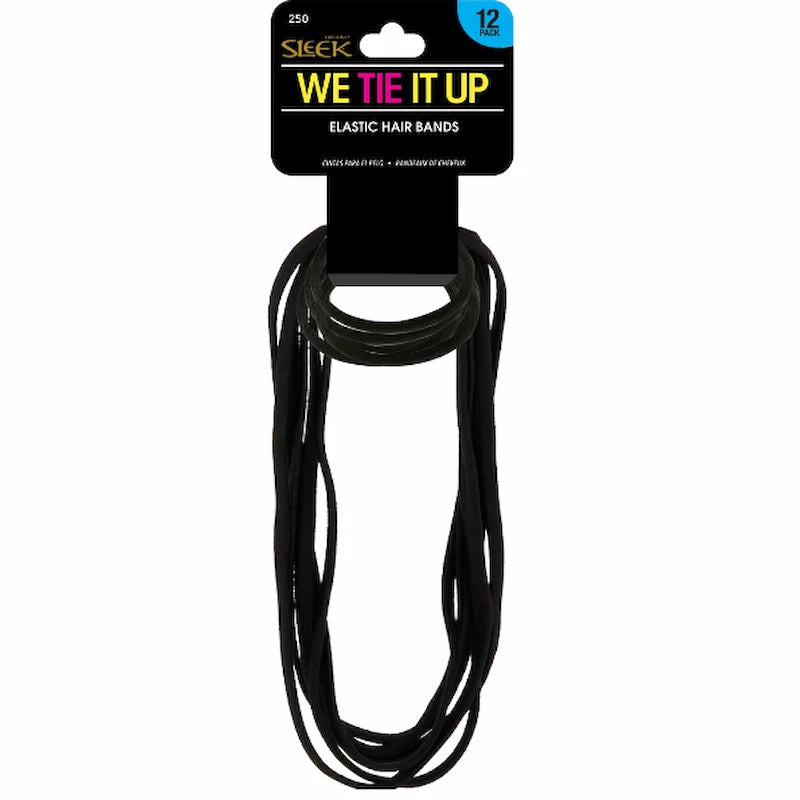 6 Bandeaux Elastiques Fins Noirs + 6 petits élastiques - Accessoires Cheveux