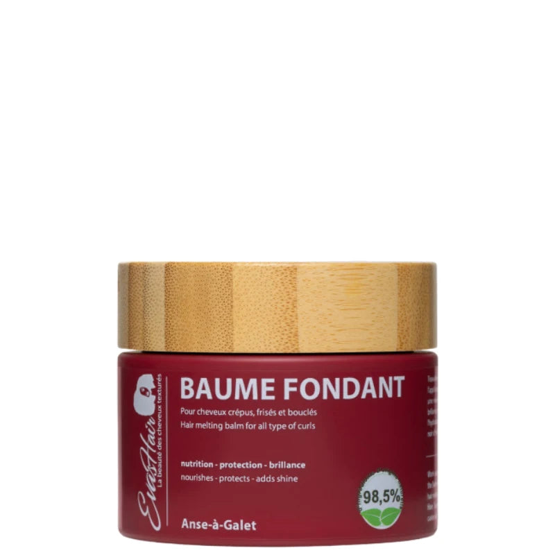 Evashair Baume Fondant nourrissant pour cheveux crépus, frisés, bouclés au beurre de mangue et de karité, et huile de ricin d'Haïti Pot de 150ml