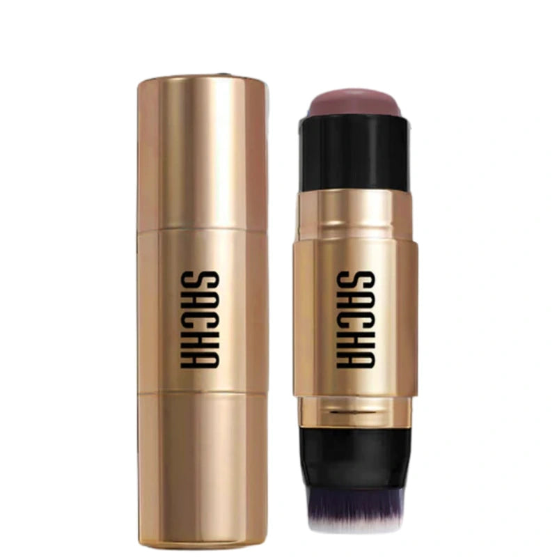 Blush Stick avec Brosse intégrée Sacha Cosmetics Couleur Cheeky Bits. Idéal pour peaux noires, mates métissée.