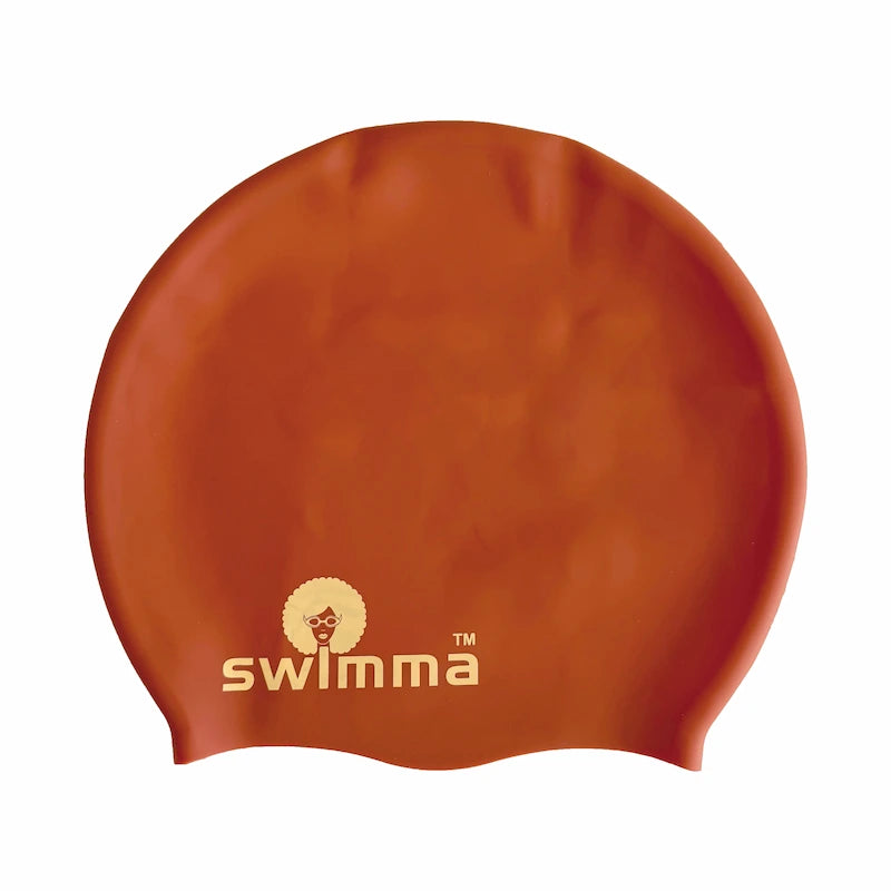 Bonnet bain etpiscine en silicone pour cheveux longs, afro ou avec tresses / locks. 23cm à plat - Rouge Brique