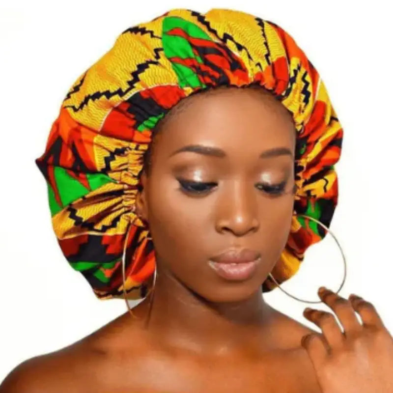 Bonnet imprimé Ankara doublé en satin pour protéger les cheveux bouclés, frisés, crépus et locks
