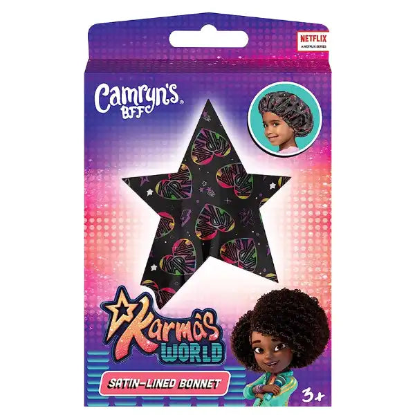 Bonnet de nuit Satin Enfant Imprimé Noir Le Monde de Karma