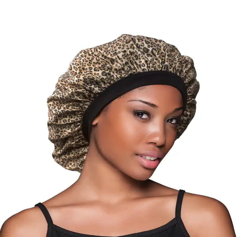 Bonnet Satin Nuit Imprimé Léopard - Evolve