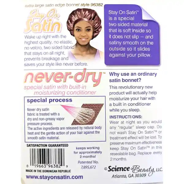 Accessoire capillaire bonnet satin noir pour femme, parfait pour les coiffures protectrices et les soins de nuit.