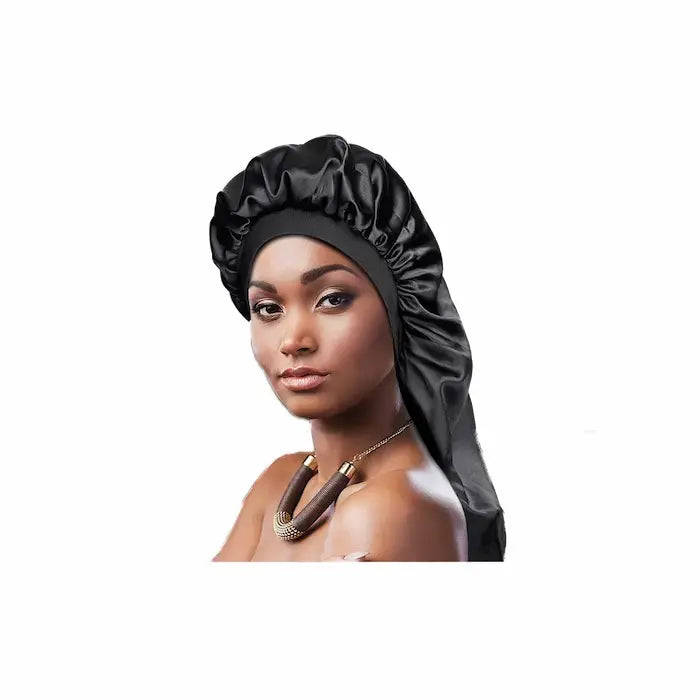 Bonnet en satin doublé avec large bande elastique