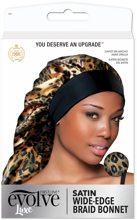 Bonnet Tube Satin long imprimé léopard pour braids Locks et Tresses