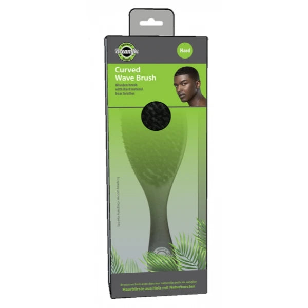 Brosse incurvée pour Waves 360 à poils DURS de sanglier avec manche - Dreamfix