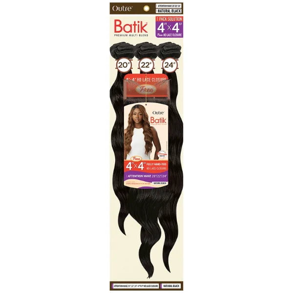 Tissage Attention Wave 3 pcs + Closure HD 4X4 - Outré