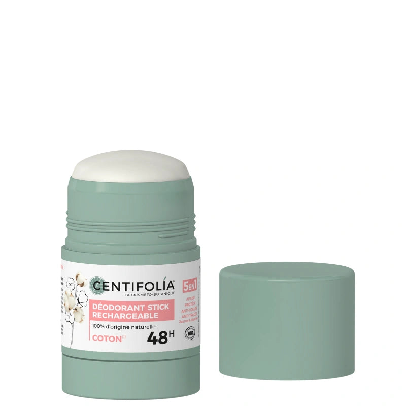 Déodorant Stick 48h Rechargeable Naturel sans huile essentielle parfum doux, poudré et cocooning