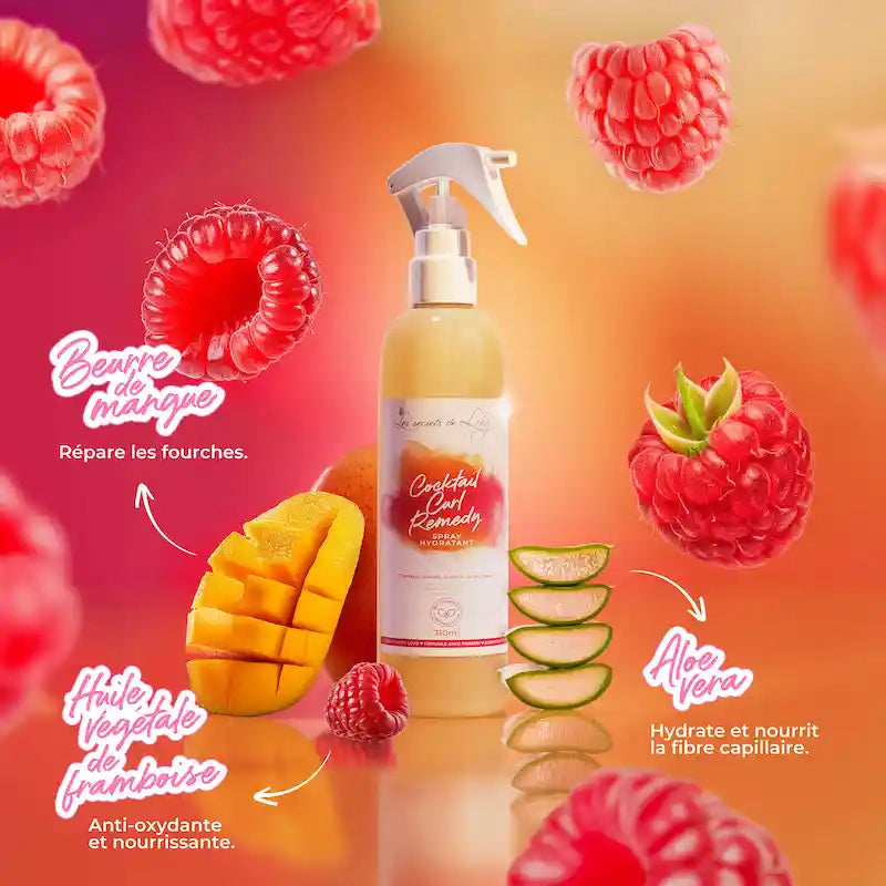 Ingrédients Cocktail Curl Remedy Les Secrets de Loly spray hydratant et réparateur pour cheveux bouclés frisés