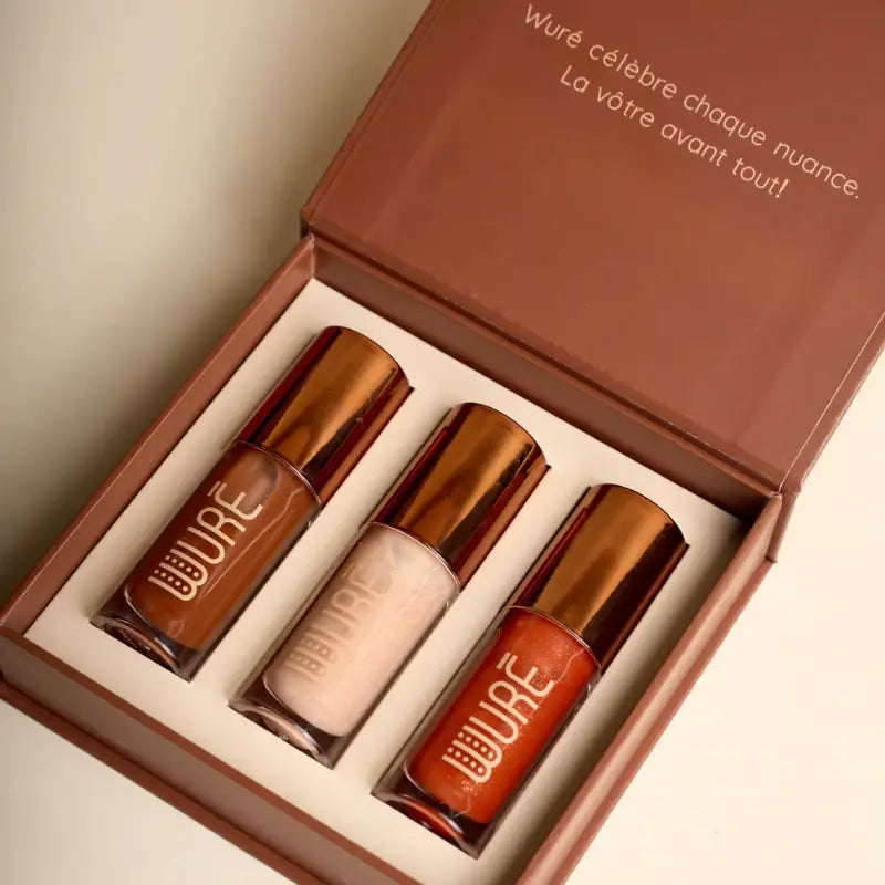 Coffret Maquillage 3 Huiles à Lèvres Wuré Café Touba