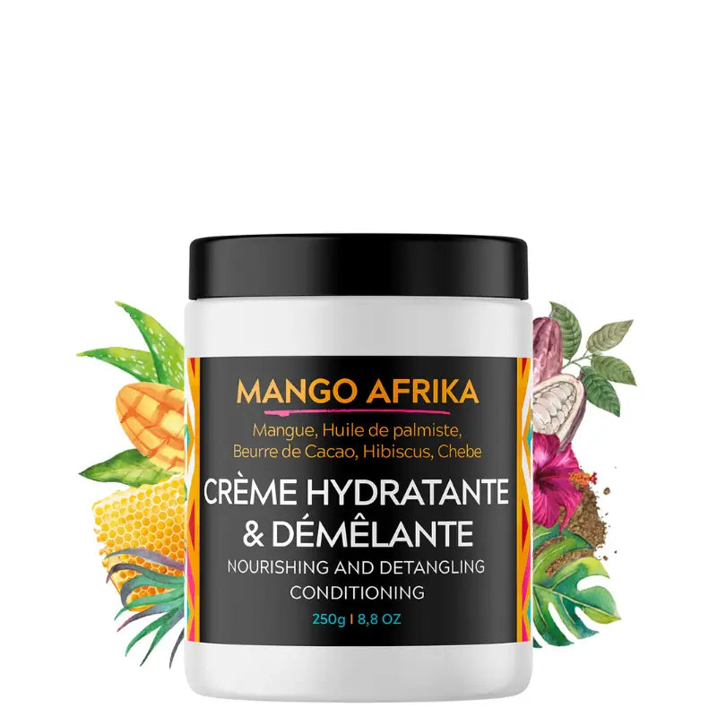 Crème Hydratant Démélante Cheveux crépus épais Type 4 avec ou sns rinçage à base de Mangue et Chébé