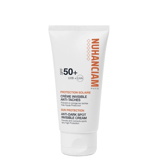 Crème solaire anti taches Visage SPF 50+ Invisible et Sans traces blanches . Adaptée aux peaux noires métissées