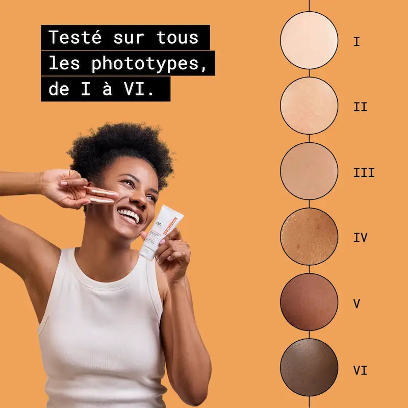 Crème Solaire invisible pour peaux noires, mate ou claires SPF50+ Nuhanciam