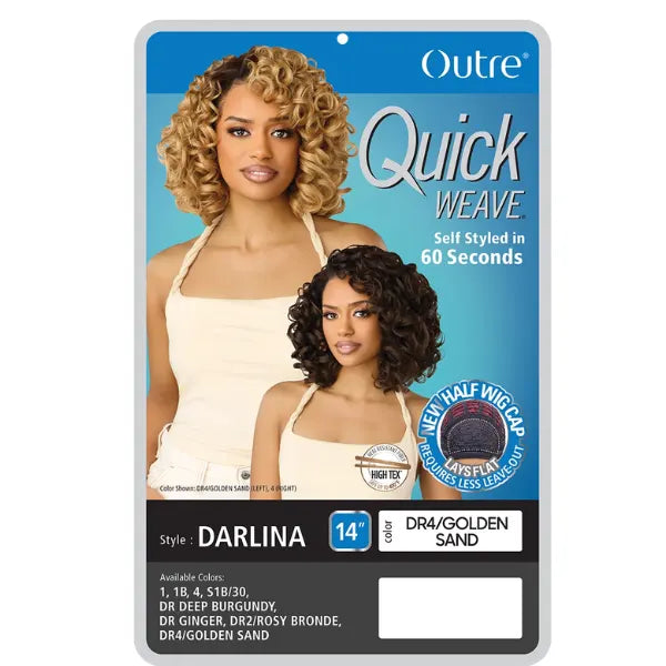 Perruque mi-longue, sans colle de style Quick Weave de couleur blonde, synthétique