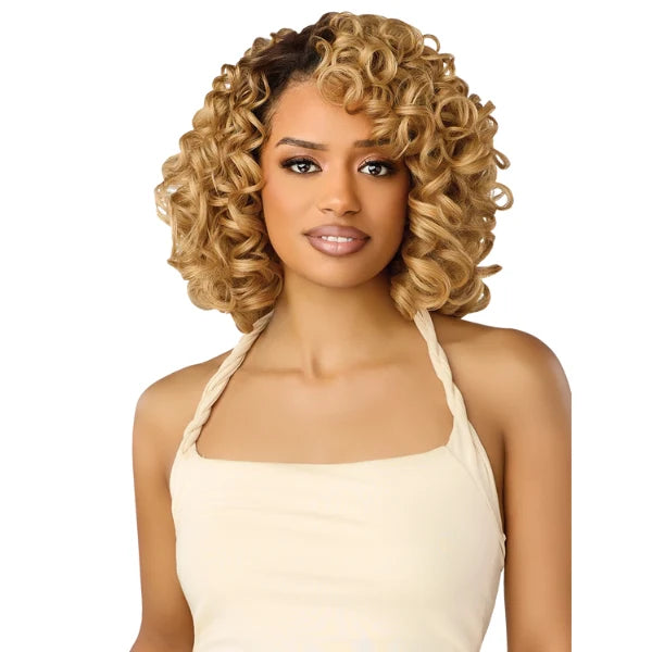 Demi-perruque blonde quick weave, ondulée, sans colle