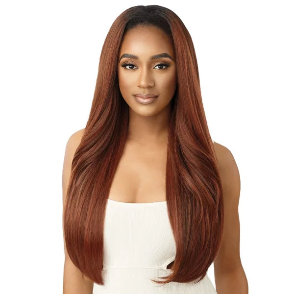 Demi-Perruque straight Yaki Ginger Brown Neesha H303 Outre QuickWeave