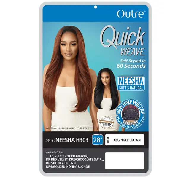 Demi-perruque straight Yaki Neesha H303 Outre Quickweave