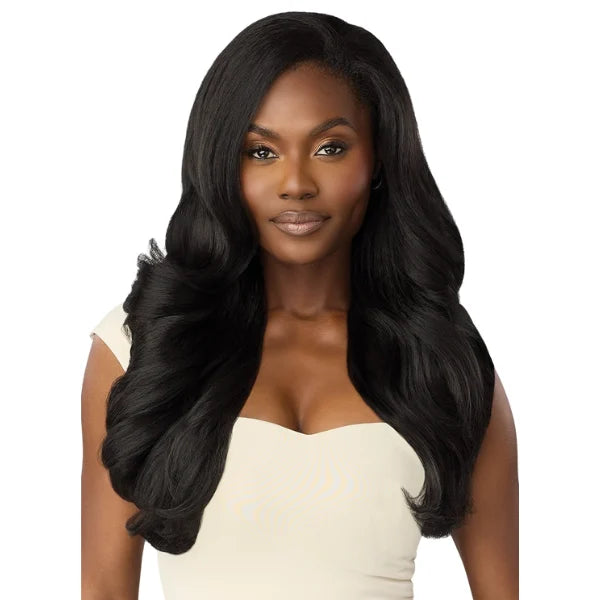 Demi perruque yakki sans colle en couleur noir Outré Quick Weave Dominican Blowout Waves