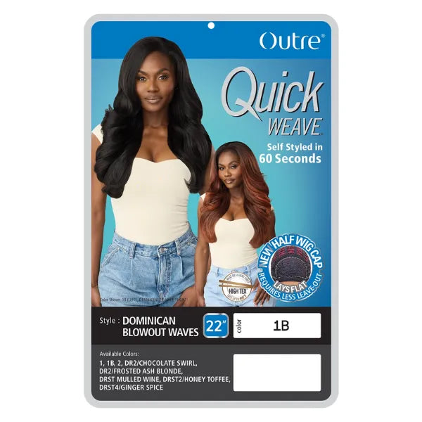 Demi perruque Yaki sans colle Outré Quick Weavee Dominican Blowout Waves