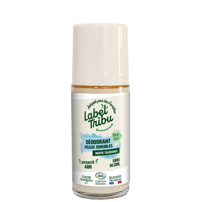 Déodorant peau sensible Roll-on Rechargeable Soin 48h Huile de Lin et de Coco - 50 ml Label Tribu