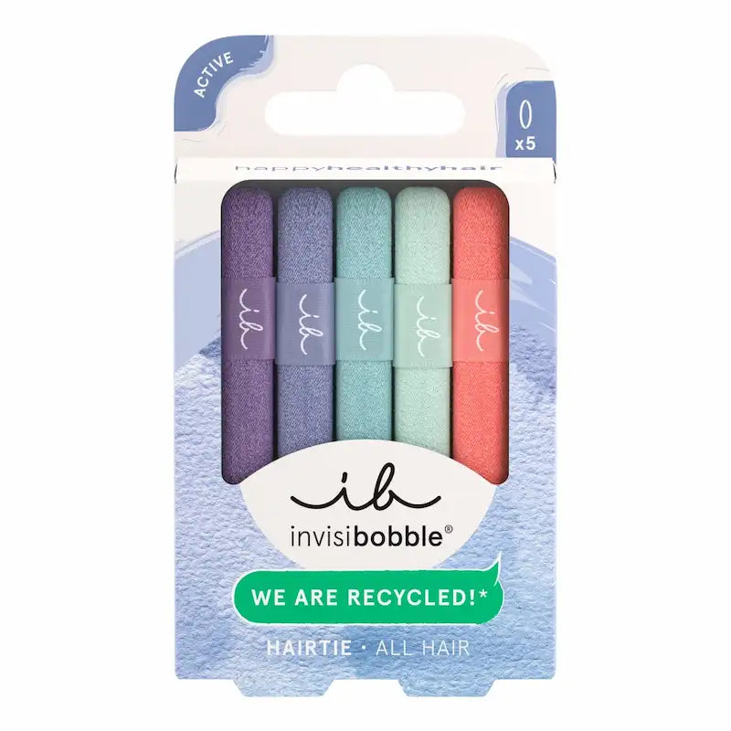 Elastiques Epais Pastel pour cheveux Lot de 5 Invisibobble en matière recyclée