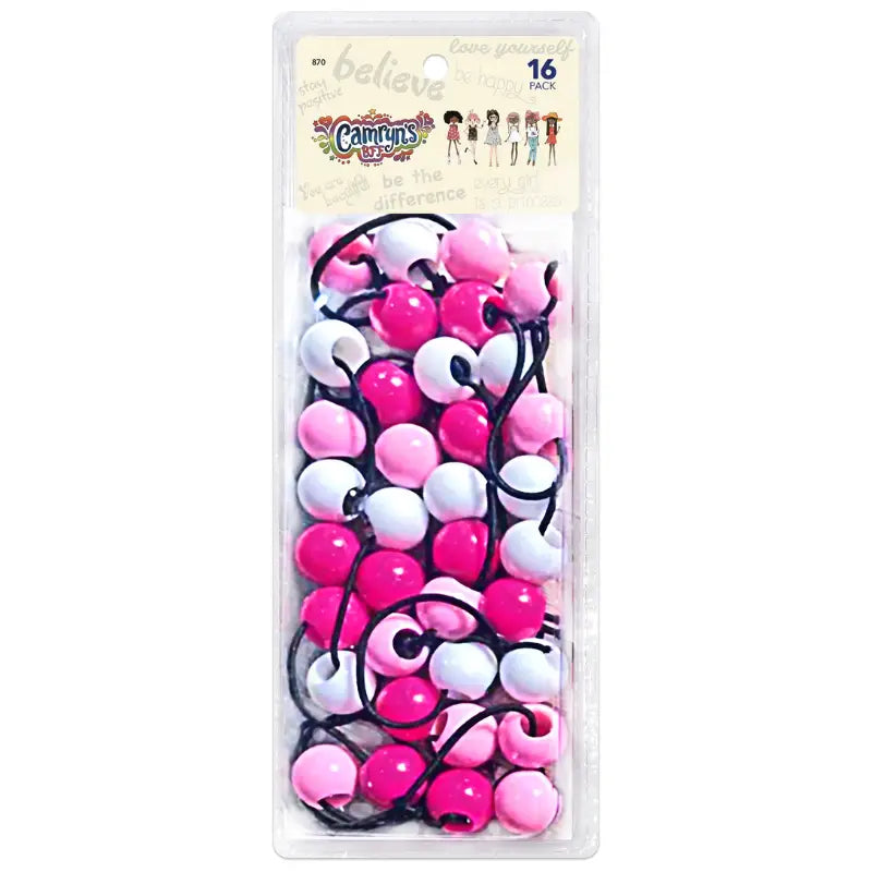 16 Elastiques Cheveux avec 2 perles Roses pour filles