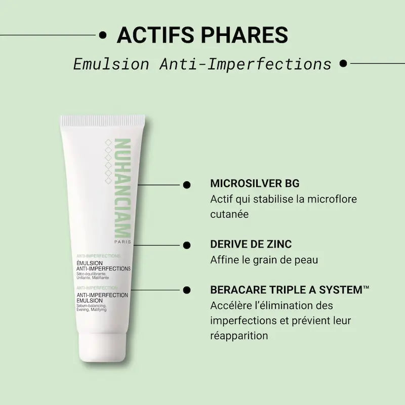 Affine le grain de peau et matifie les peaux à tendance grasse Nuhanciam