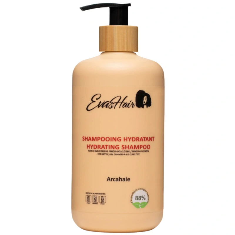 Shampoing hydratant Evashair 500ml pour cheveux crépus Frisés Bouclés secs ternes ou abîmés