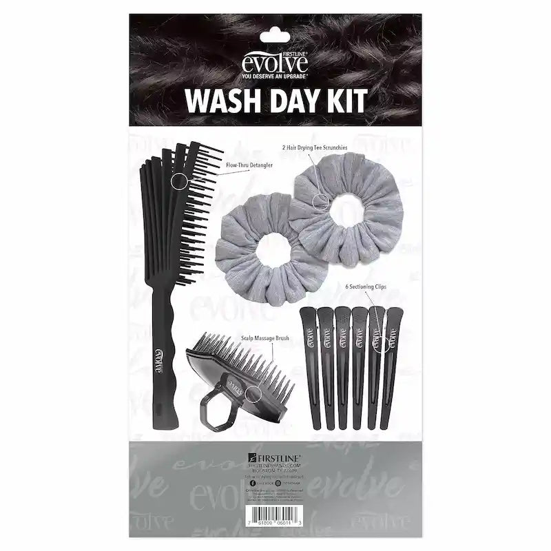 Accessoires pour coiffer cheveux boucles à crépus avec Brosse de massage du cuir chevelu Evolve, stimulant la pousse et relaxant pendant le shampooing.