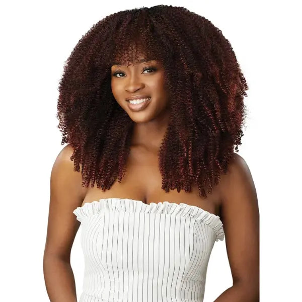 Extensions à clip Texture Afro frisée Kinky couleur Bordeaux Outré Springy Afro 10 pouces