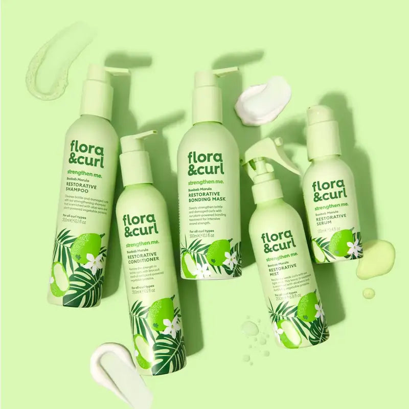 Routine Baobab Marula Flora and Curl aux huiles de baobab et de marula pour renforcer les longueurs et favoriser la rétention de longueur