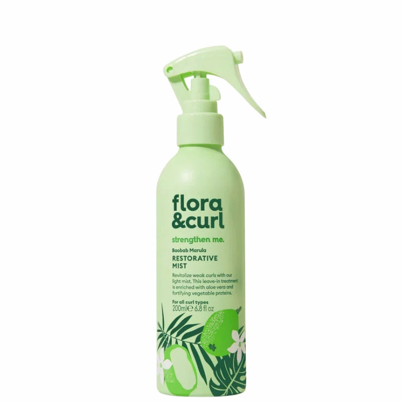 Spray Fortifiant Baobab et Marula Flora and Curl pour renforcer les cheveux bouclés, frisés et crépus sujets à la casse