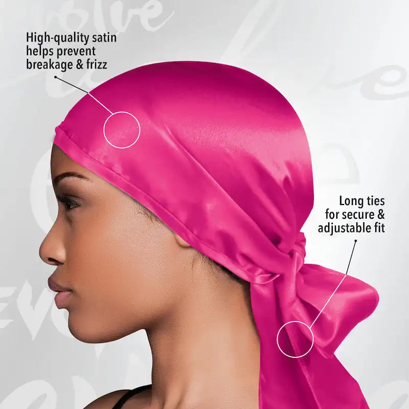 Foulard en Satin Cheveux bouclés, tressés, lissés Couleur Fushia