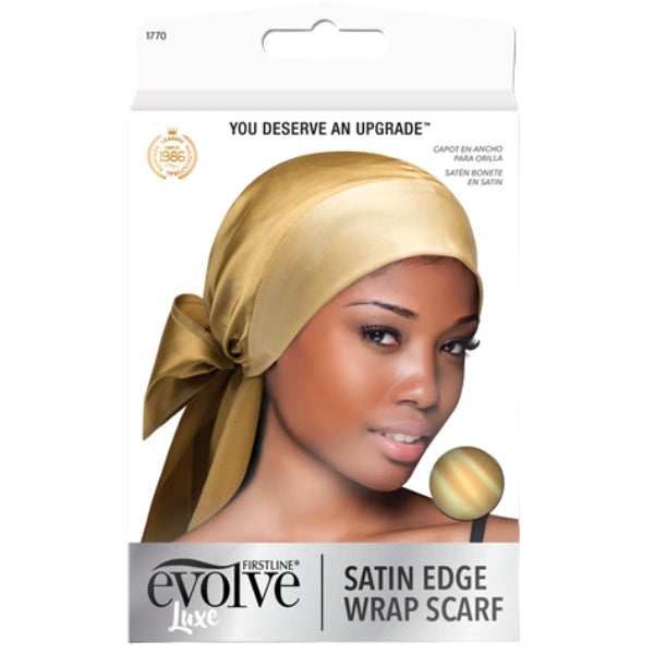 Satin Wrap Scarf - Foulard Cheveux en Satin Champagne - Evolve