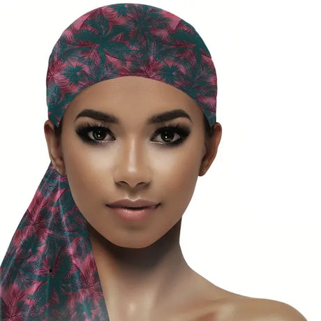 Foulard Cheveux Rouge imprimé feuilles de palmier Silky Wrap Scarf Evolve 6630