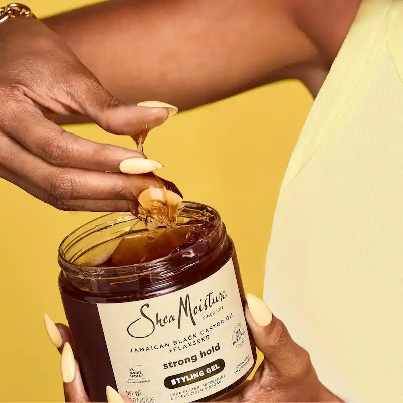 Gel coiffant au gel de lin et huile de ricin pour cheveux abîmés et cassants Shea Moisture JBCO