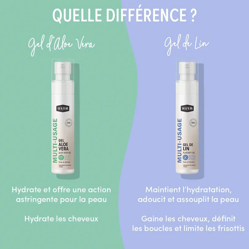 Différences entre le Gel de Lin et le Gel d’Aloe Vera pour la peau et les cheveux