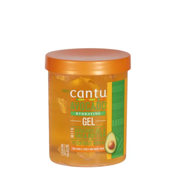 Cantu Avocado Hydrating Gel Flexible Hold - Gel hydratant tenue modulable à l'huile d'avocat et beurre de karité, pour les cheveux crépus, frisés et bouclés. Grand format 524g