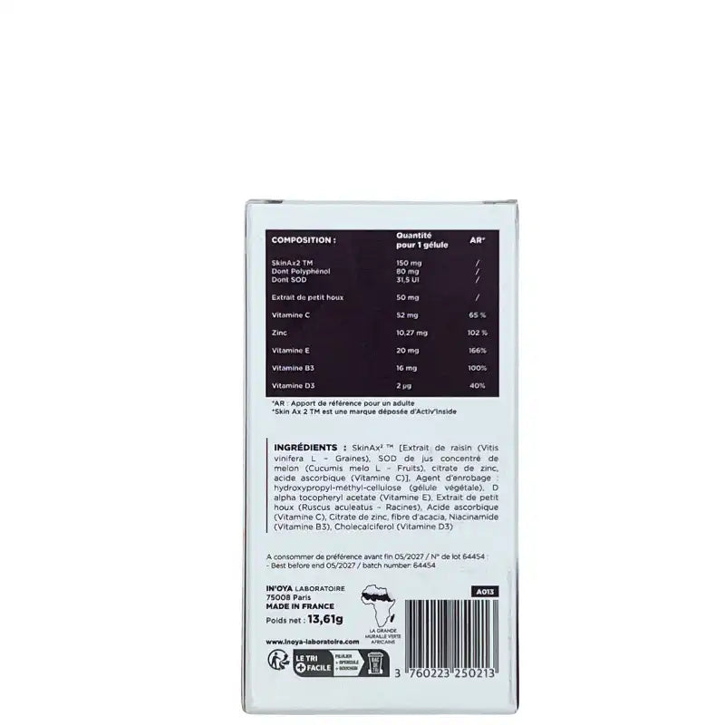 INOYA - Mon Complément Alimentaire Unifiant & Eclat du Teint dédié aux peaux noires, mates et métissées.