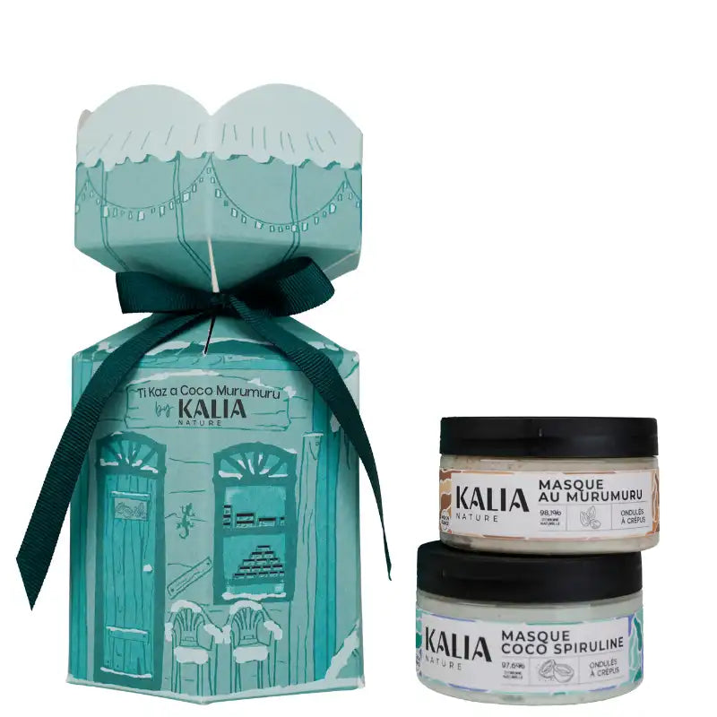 Duo de masques Kalia Nature Coco Spiruline et Murumuru pour cheveux secs, cassants ou déshydratés à la recherche de force, nutrition et hydratation