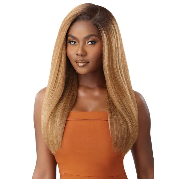 Lace closure wig HD kinky straight yaki blonde perruque Outre